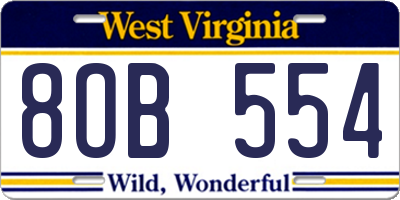 WV license plate 8OB554