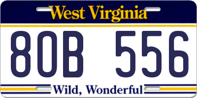 WV license plate 8OB556