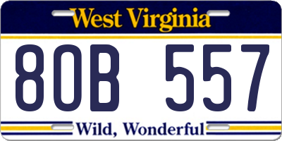 WV license plate 8OB557