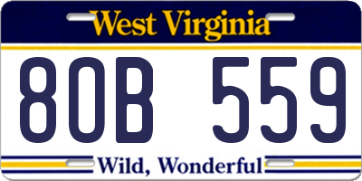 WV license plate 8OB559