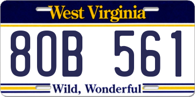 WV license plate 8OB561