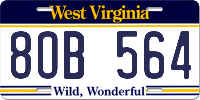 WV license plate 8OB564