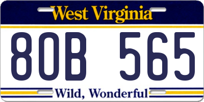 WV license plate 8OB565