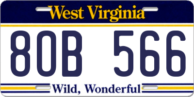 WV license plate 8OB566