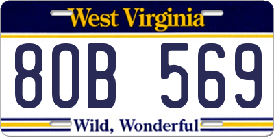 WV license plate 8OB569