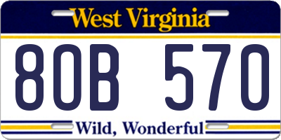 WV license plate 8OB570