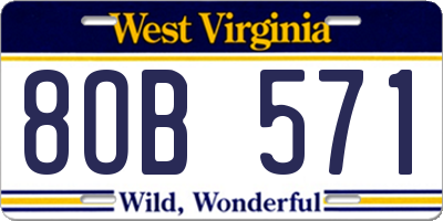 WV license plate 8OB571