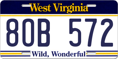 WV license plate 8OB572