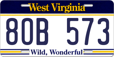 WV license plate 8OB573