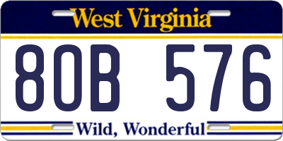 WV license plate 8OB576
