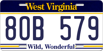 WV license plate 8OB579