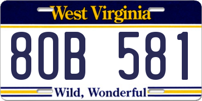 WV license plate 8OB581