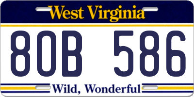 WV license plate 8OB586