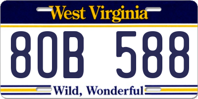 WV license plate 8OB588