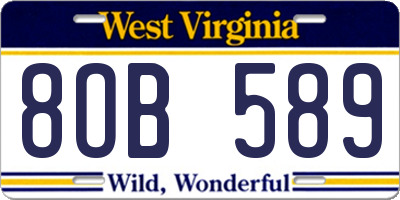 WV license plate 8OB589