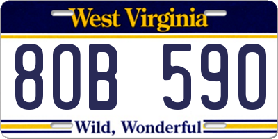 WV license plate 8OB590