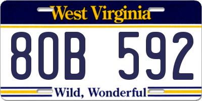 WV license plate 8OB592