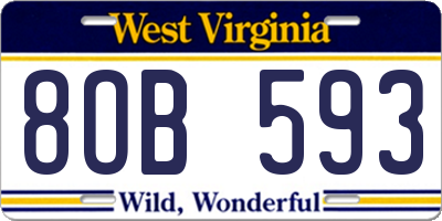 WV license plate 8OB593