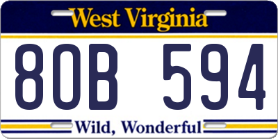 WV license plate 8OB594