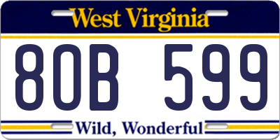 WV license plate 8OB599