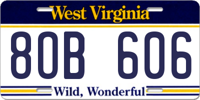 WV license plate 8OB606