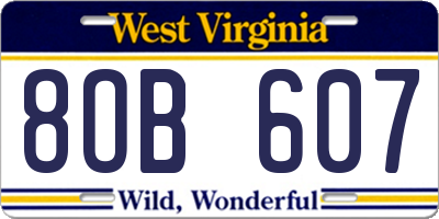 WV license plate 8OB607