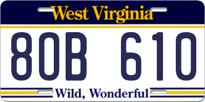 WV license plate 8OB610