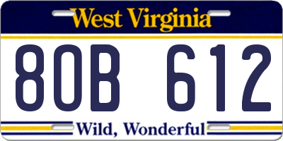 WV license plate 8OB612
