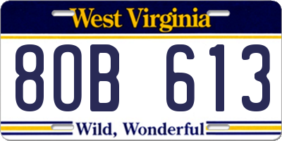 WV license plate 8OB613