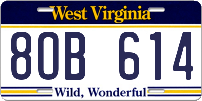 WV license plate 8OB614