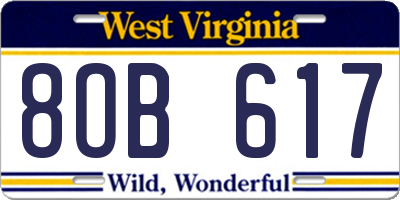WV license plate 8OB617