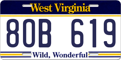 WV license plate 8OB619