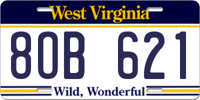 WV license plate 8OB621