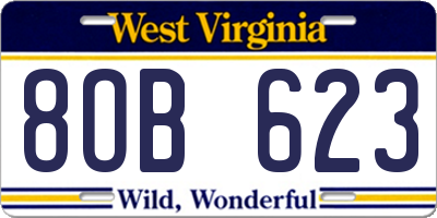 WV license plate 8OB623
