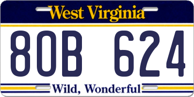 WV license plate 8OB624
