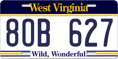 WV license plate 8OB627