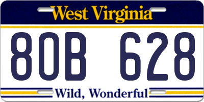 WV license plate 8OB628