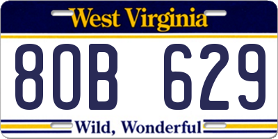 WV license plate 8OB629