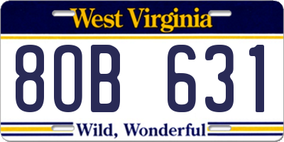 WV license plate 8OB631