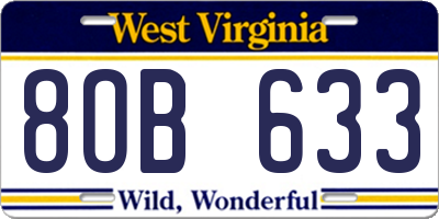 WV license plate 8OB633