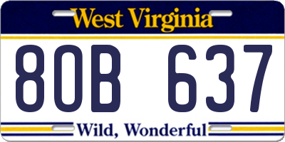 WV license plate 8OB637