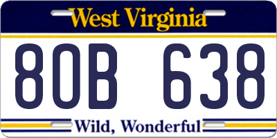 WV license plate 8OB638