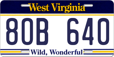 WV license plate 8OB640