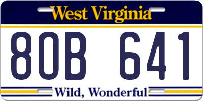 WV license plate 8OB641