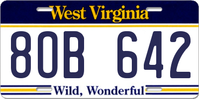 WV license plate 8OB642