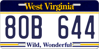 WV license plate 8OB644