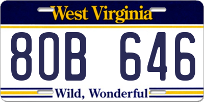 WV license plate 8OB646