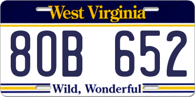WV license plate 8OB652