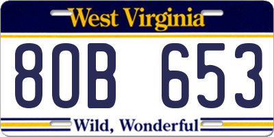 WV license plate 8OB653