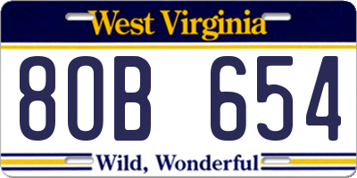 WV license plate 8OB654